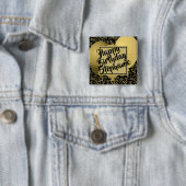 Happy Birthday - 100th Number Pattern Black/Gold Button (Beispiel)