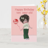 Happy Birthday 10 Year Old Girl Karte (Gelbe Blume)