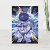 Happy Birthday 14th, Robot Cat, Techno Modern Karte (Vorderseite)