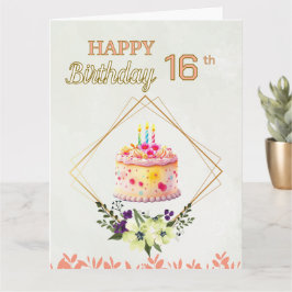 Happy Birthday 16. Teenager Sweet Girl Karte