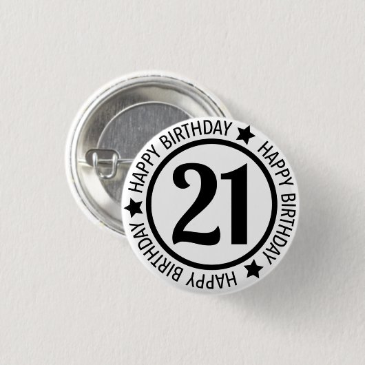 Happy Birthday 21 Button (Vorne & Hinten)