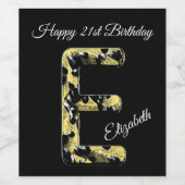 Happy Birthday 21. Elegant Letter E Monogram Weinetikett (Einzelnes Label)