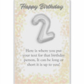 Happy birthday 2 year old sticker (Vorderseite)