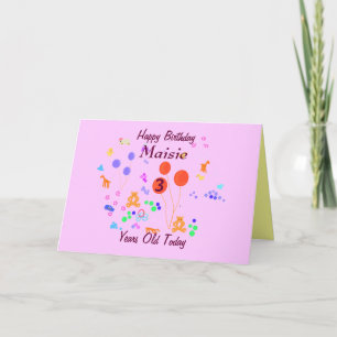 Happy Birthday 3 Jahre alt geben Name/Alter ändern Karte