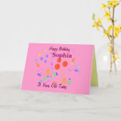Happy Birthday 3 Jahre alt Karte (Gelbe Blume)