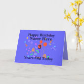 Happy Birthday 3 Jahre alt Name hinzufügen Karte (Gelbe Blume)