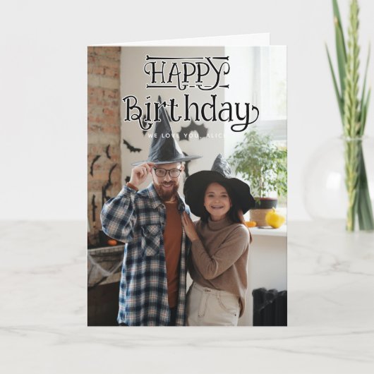 Happy Birthday 3 Photo Folded Greeting Card Karte (Vorderseite)