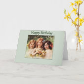 Happy Birthday-3 Vintag Girls Karte (Gelbe Blume)