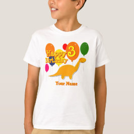 Happy Birthday 3 Years Balloon Dinosaurs T - Shirt