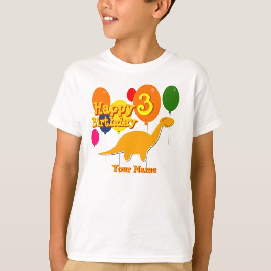 Happy Birthday 3 Years Balloon Dinosaurs T - Shirt (Vorderseite)