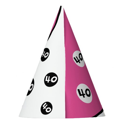 Happy Birthday 40. Pink Custom Paper Party Hats Partyhütchen (Rückseite)