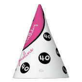 Happy Birthday 40. Pink Custom Paper Party Hats Partyhütchen (Rechts)