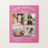 Happy Birthday 4 Foto Collage Bester Freund Pink Puzzle (Vertikal)