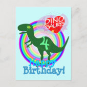 Happy Birthday 4 Years T-Rex Dino Postcard Postkarte (Vorderseite)