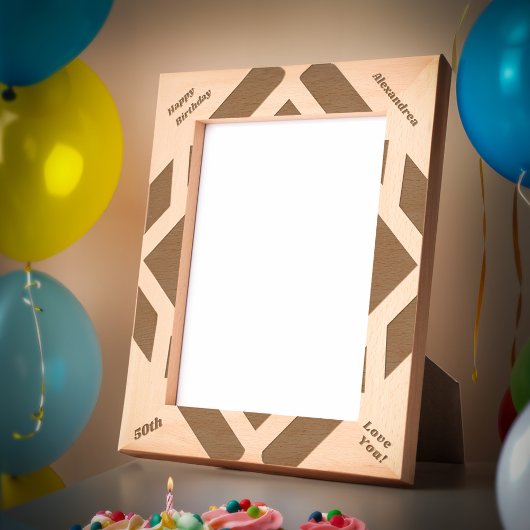 Happy Birthday 50. Modern Wooden Picture Geätzte Rahmen