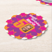 Happy birthday 50th name and photo paper coasters untersetzer (angewinkelt)