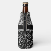 Happy Birthday 50th Number Pattern Black/White 50 Flaschenkühler (Flasche Rückseite)