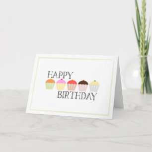 Happy Birthday 5 Cupcake Card Karte