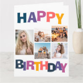 Happy Birthday 5 Foto Collage farbig Karte (Vorderseite)