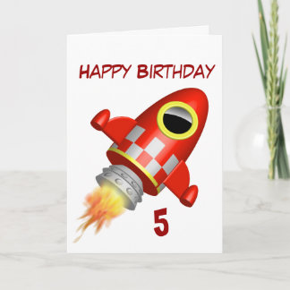 Happy Birthday 5. Little Rocket Thema Karte