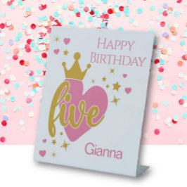 Happy Birthday #5 party Pedestal Sign Sockelschild