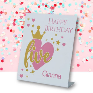 Happy Birthday #5 party Pedestal Sign Sockelschild