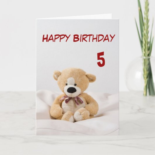 Happy Birthday 5. Teddy Bär Thema Karte (Vorderseite)