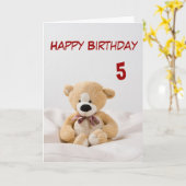 Happy Birthday 5. Teddy Bär Thema Karte (Gelbe Blume)