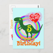 Happy Birthday 5 Years T-Rex Dino Postkarte (Vorne/Hinten)