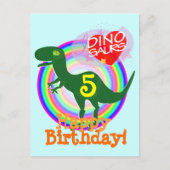 Happy Birthday 5 Years T-Rex Dino Postkarte (Vorderseite)