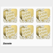 Happy Birthday - 60 Gold und White Number Pattern Quadratischer Aufkleber (Blatt)