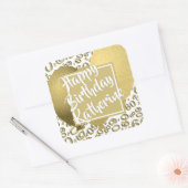 Happy Birthday - 60 Gold und White Number Pattern Quadratischer Aufkleber (Umschlag)