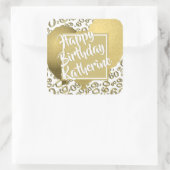 Happy Birthday - 60 Gold und White Number Pattern Quadratischer Aufkleber (Tasche)