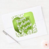 Happy Birthday - 60 Muster Grün/Weiß Quadratischer Aufkleber (Umschlag)