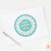 Happy Birthday 60. Number Pattern Aquamarin und we Runder Aufkleber (Umschlag)