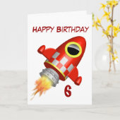 Happy Birthday 6. Little Rocket Thema Karte (Gelbe Blume)