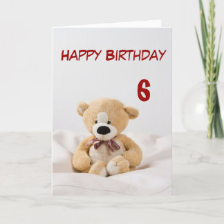 Happy Birthday 6. Teddy Bären Thema Karte