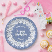 Happy Birthday 70. Blau/Weiß Zahlenmuster Pappteller (Party)