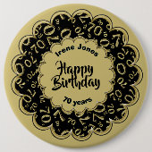 Happy Birthday, 70. Gold/Black Number Pattern Button (Vorderseite)