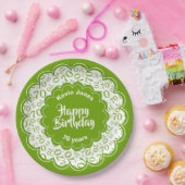 Happy Birthday 70. Green/White Number Pattern Pappteller (Party)