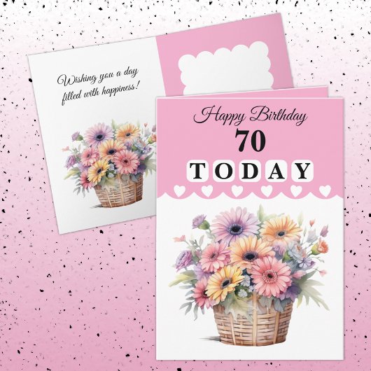 Happy Birthday 70 today flowers pink Karte