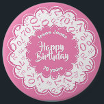 Happy Birthday, 70th Pink/White Number Pattern<br><div class="desc">Der Text: Alles Gute zum Geburtstag, [Ihr Name], 70 Jahre, kann mit den bereitgestellten Vorlagen leicht auf Ihren Namen und Ihre Veranstaltung umgestellt werden. Dies ist ein rosa-weißes Party-Thema mit extravaganten Bildbezeichnungen, Texten und dem 70 Zahlenmuster. Eine sehr coole, lustige Art, die letzten 70 Jahre auf Ihrer über-die-Hügel, "Big 7-0",...</div>