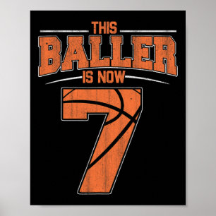 Happy Birthday 7. 7. Jahr Alter Basketball Boys Se Poster