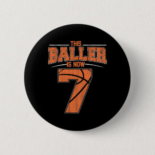 Happy Birthday 7. 7. Jahr Alter Bysketbyll Boys Se Button