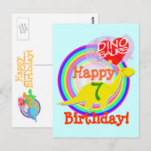 Happy Birthday 7 Years Yellow Dino Postcard Postkarte (Vorne/Hinten)