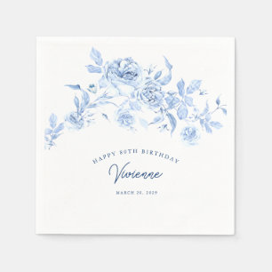 Happy Birthday 80. Blue Rose Blues Custom Serviette