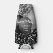 Happy Birthday 80. Number Pattern Schwarz und Weiß Flaschenkühler (Vorderseite)