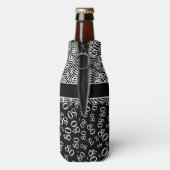 Happy Birthday 80. Number Pattern Schwarz und Weiß Flaschenkühler (Flasche Rückseite)