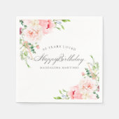 Happy Birthday 80. Pink Floral Custom Cocktail Serviette (Vorderseite)