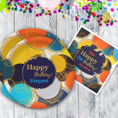 Happy Birthday 80's Retro Abstraktes Custom Party Serviette